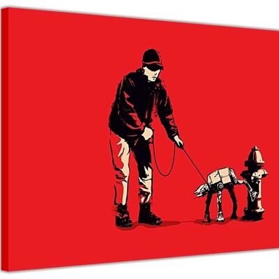 Banksy Walking Star Wars At At Dog On Framed Canvas Print - 38mm - A2 - 24" X 16" (60cm X 40cm)