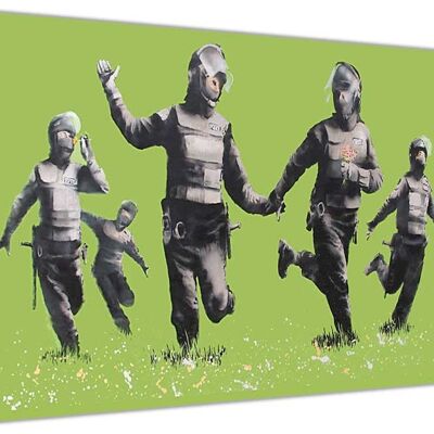 Banksy Riot Coppers On Framed Canvas Print - 18mm - A3 - 16" X 12" (40cm X 30cm)