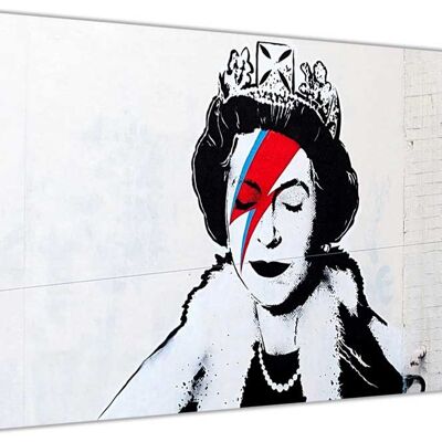 Banksy Queen Diamond Jubilee On Framed Canvas Print - 18mm - A4 - 12" X 8" (30cm X 20cm)