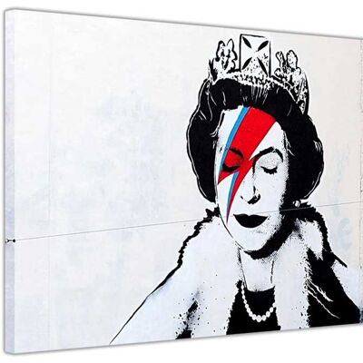 Banksy Queen Diamond Jubilee On Framed Canvas Print - 38mm - A4 - 12" X 8" (30cm X 20cm)