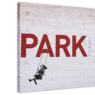 Banksy Park Swing Girl On Framed Canvas Print - 18mm - 30" X 20" (76cm X 50cm)