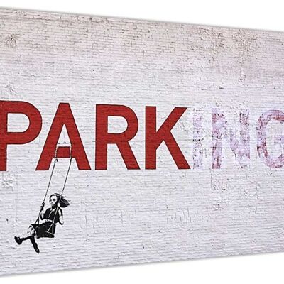 Banksy Park Swing Girl On Framed Canvas Print - 38mm - A3 - 16" X 12" (40cm X 30cm)