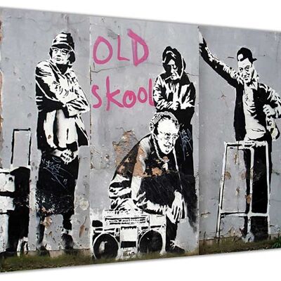 Old School Grannies by Banksy On Framed Canvas Print - 18mm - A4 - 12" X 8" (30cm X 20cm)