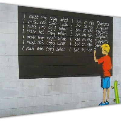 Banksy Does Bart Simpson On Framed Canvas Print - 18mm - A4 - 12" X 8" (30cm X 20cm)