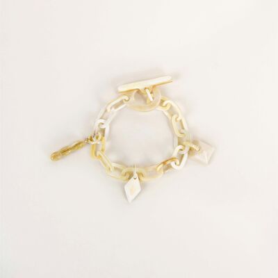Charm chain bracelet in blond horn