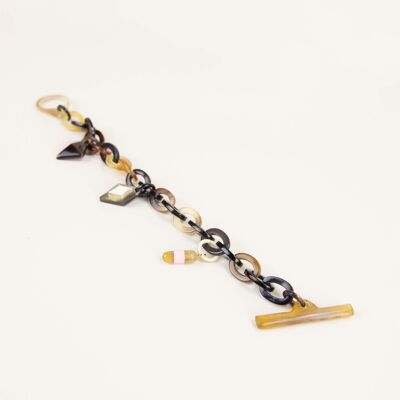 Bracelet chaîne à breloques en sabot et laque tricolore