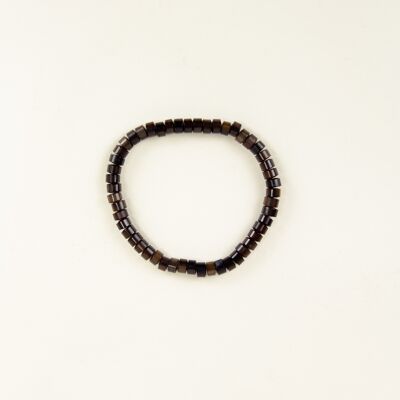 Bracelet élastique Pastilles carrées en corne noire de buffle