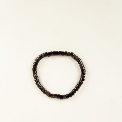 Elastic bracelet Square discs in black buffalo horn