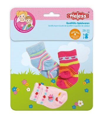 Chaussettes de poupée, 3 paires, colorées, petite, taille. 28-35cm 1