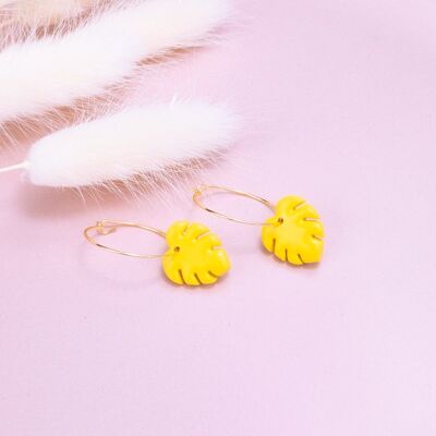 Boucles d'oreilles créoles dorées et jaunes
