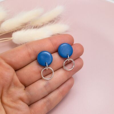 Pendientes pequeños azul y plata