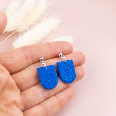 Blue and silver crackle textured earrings
