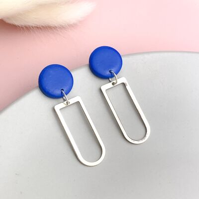 Blue and silver drop earrings