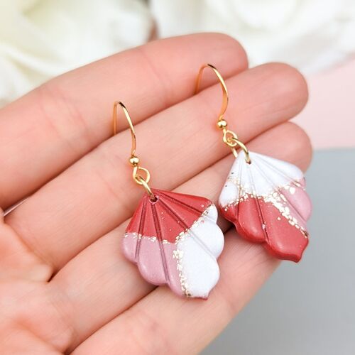 Red and pink drop earrings