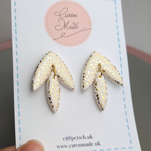 White and Gold Drop Earrings