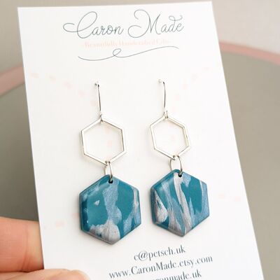 Blue and Silver Drop Earrings A