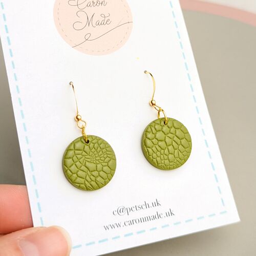Olive Green and Gold Drop Earrings