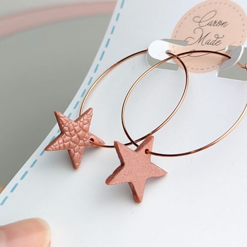 Blush Pink Star and Rose Gold Hoop Earrings