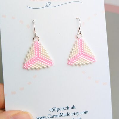 Pink and White Beaded Earrings