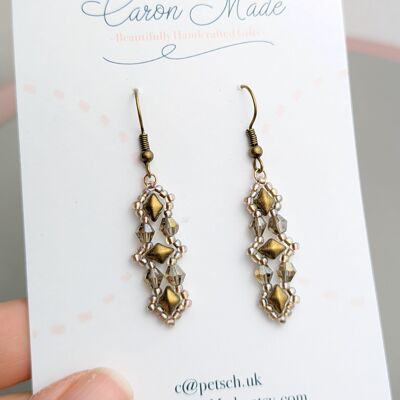 Boucles d'oreilles perlées en bronze antique