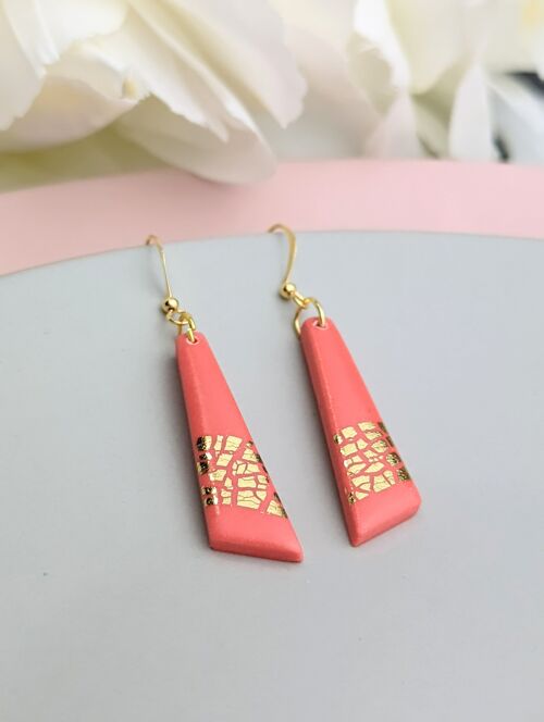 Coral and gold drop earrings