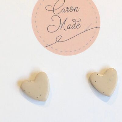 Heart shape neutral stud earrings