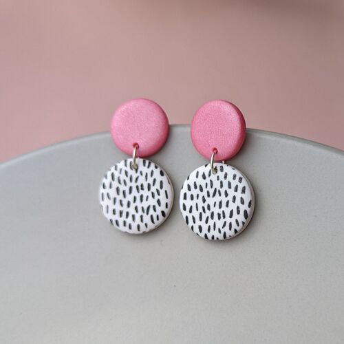 Pink and White Drop Earrings - Medium A