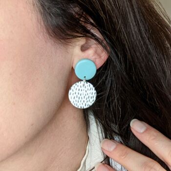 Petites boucles d'oreilles pendantes bleu canard - Mini 3