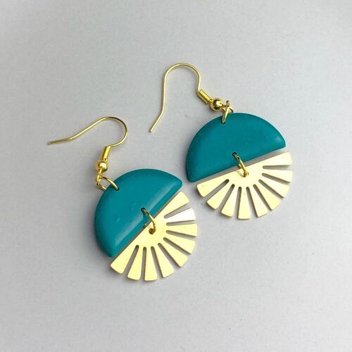 Emerald Green and Brass statement earrings