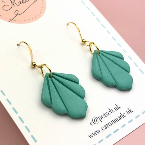 Green and Gold Drop Earrings