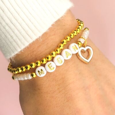 Brazalete con cuentas de cristal - Relleno perfecto para calcetines para niñas y adolescentes. - Solo pulsera con nombre