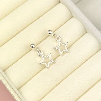 Silver Star Christmas Earrings