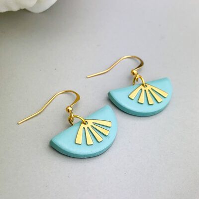 Pale blue semi circle dangle earrings