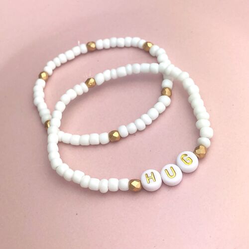 Stacking set - Personalised Name Bracelet - Opaque White and Gold