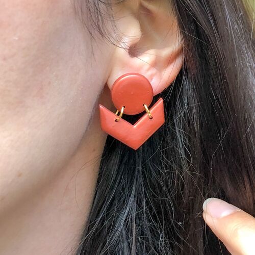 Copper Chevron Dangle Earrings