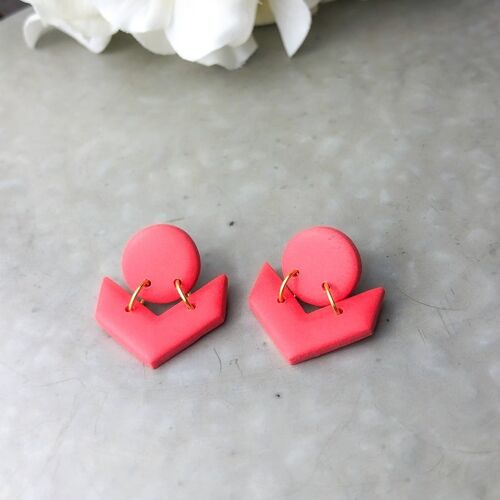 Coral Chevron Earrings