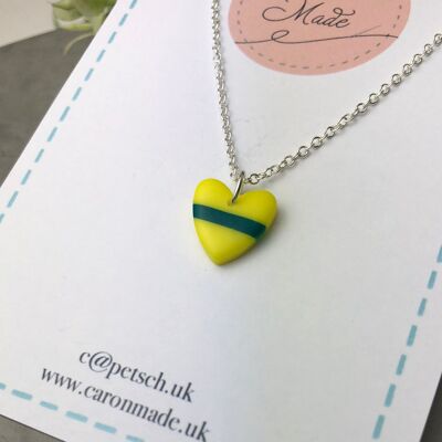 Charity support collection - Small Yellow Heart Pendant and Chain - In Aid of TASC