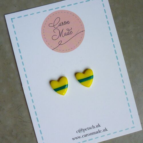 Charity support collection - Yellow Heart Stud Earrings - In Aid of TASC