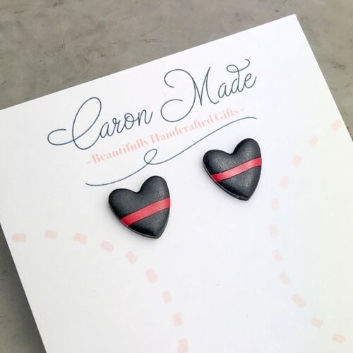 Charity support collection - Heart Stud Earrings - In Aid of The Firefighters Charity