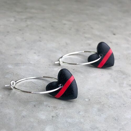 Charity support collection - Heart Hoop Earrings - In Aid of The Firefighters Charity