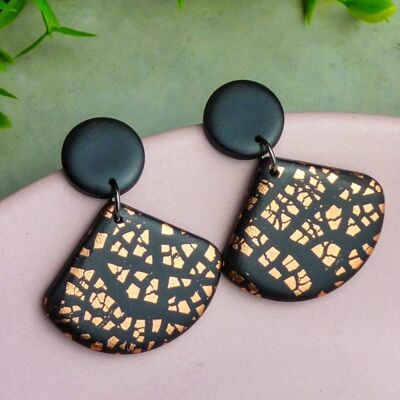 Black and Copper Statement Earrings