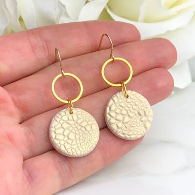 Boucles d'oreilles pendantes rondes en or champagne