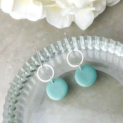 Sage Green Round Dangle Earrings