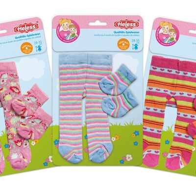 Doll tights with socks, colorful, small, size 28-35cm