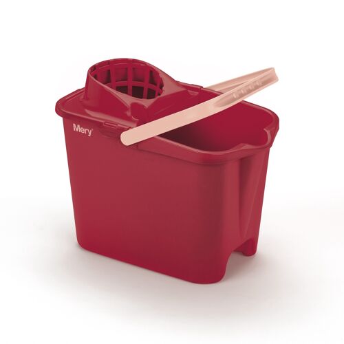 Rectangular bucket +wringer 14l red