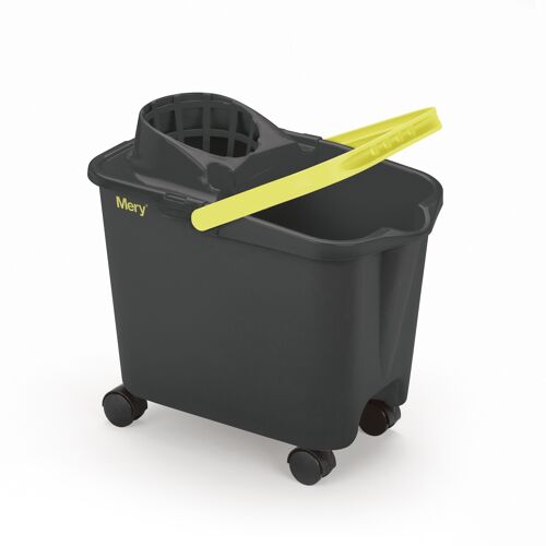 Rect. bucket + wringer with weels green 14 l