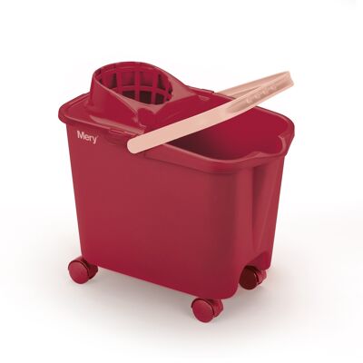 Rect. bucket + wringer with weels red 14 l