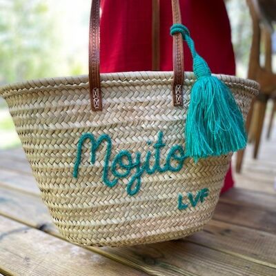 Mojito basket with long green pompom
