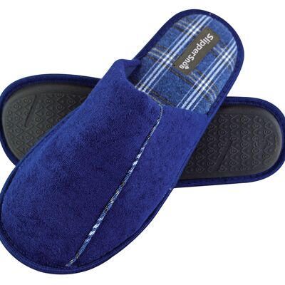 Slipper Snob - Mens Indoor Slip On Mule Slippers | Plain Top Checked Sole | Memory Foam A