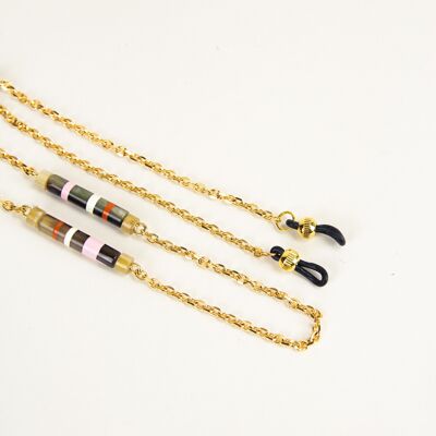 Glasses chain Capsule in brass, sabot and tricolor lacquer